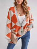 Diamond Pattern Button-Up Knit Cardigan - Trendsi - Flyclothing LLC