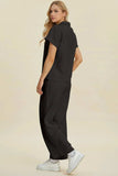 Double Take Full Size Collared Neck Short Sleeve Top and Pants Set - Trendsi - Flyclothing LLC