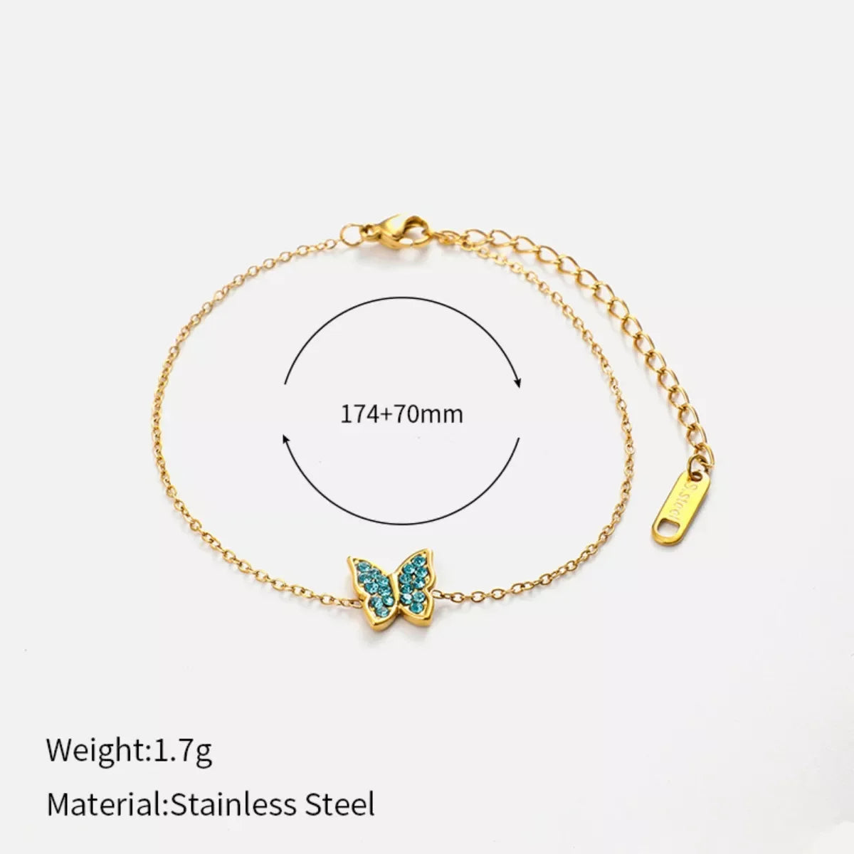 18K Gold-Plated Butterfly Adjustable Bracelet - Trendsi - Flyclothing LLC