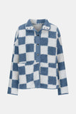 Checkered Snap Down Long Sleeve Teddy Jacket - Trendsi - Flyclothing LLC