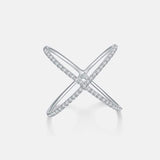 925 Sterling Silver Moissanite Crisscross Ring - Trendsi - Flyclothing LLC