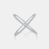 925 Sterling Silver Moissanite Crisscross Ring - Trendsi