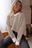 Striped Round Neck Long Sleeve Sweater - Trendsi - Flyclothing LLC