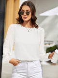 Round Neck Balloon Sleeve Blouse - Trendsi - Flyclothing LLC
