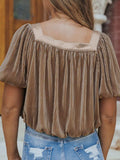Square Neck Puff Sleeve Top - Trendsi - Flyclothing LLC