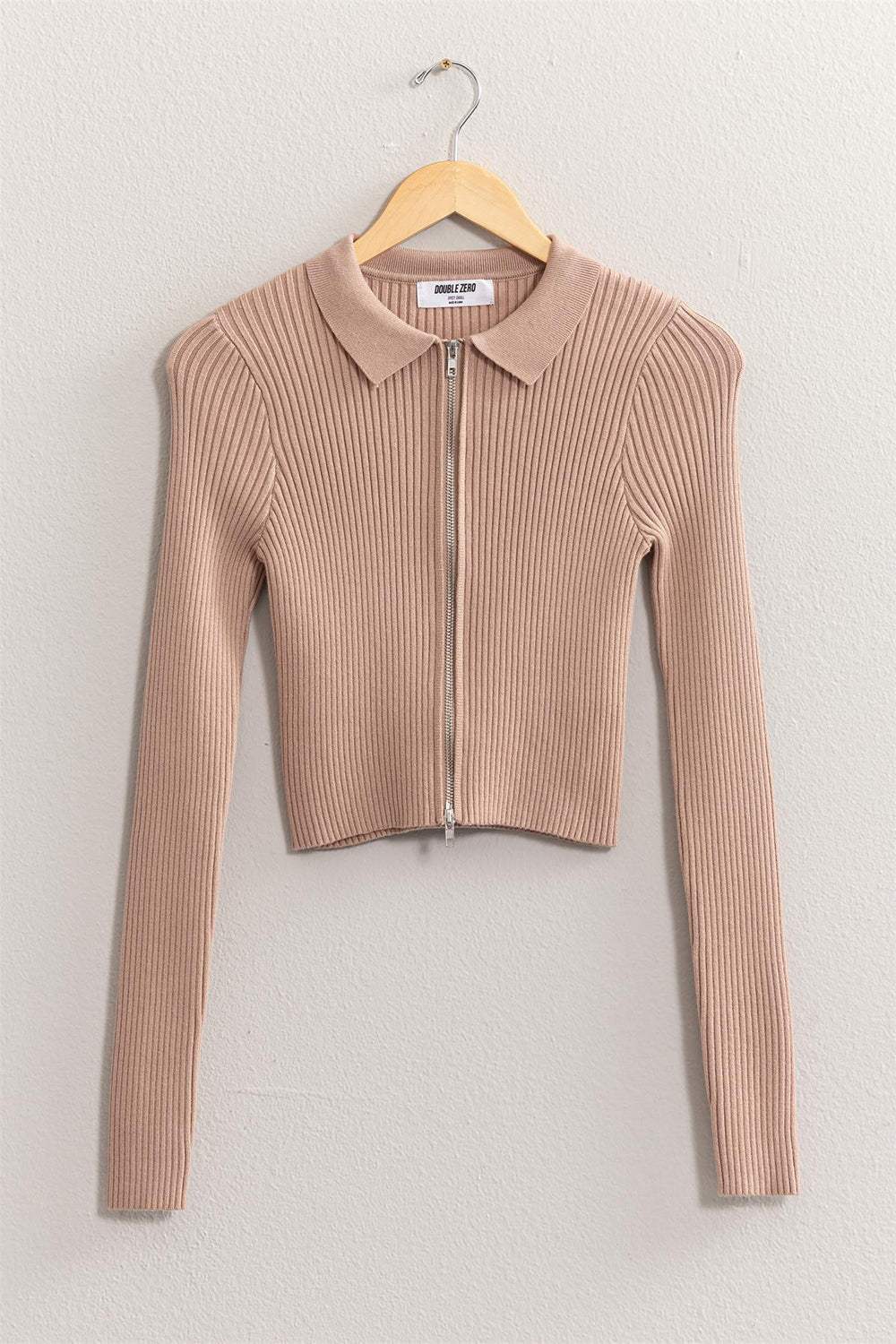 HYFVE Ribbed Double Zip Cropped Cardigan - Trendsi - Flyclothing LLC