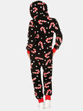 Printed Zip Up Long Sleeve Hooded Jumpsuit - Trendsi - Flyclothing LLC