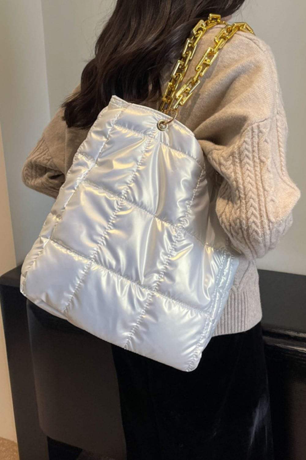 Bubble Texture Chain Handbag - Trendsi - Flyclothing LLC