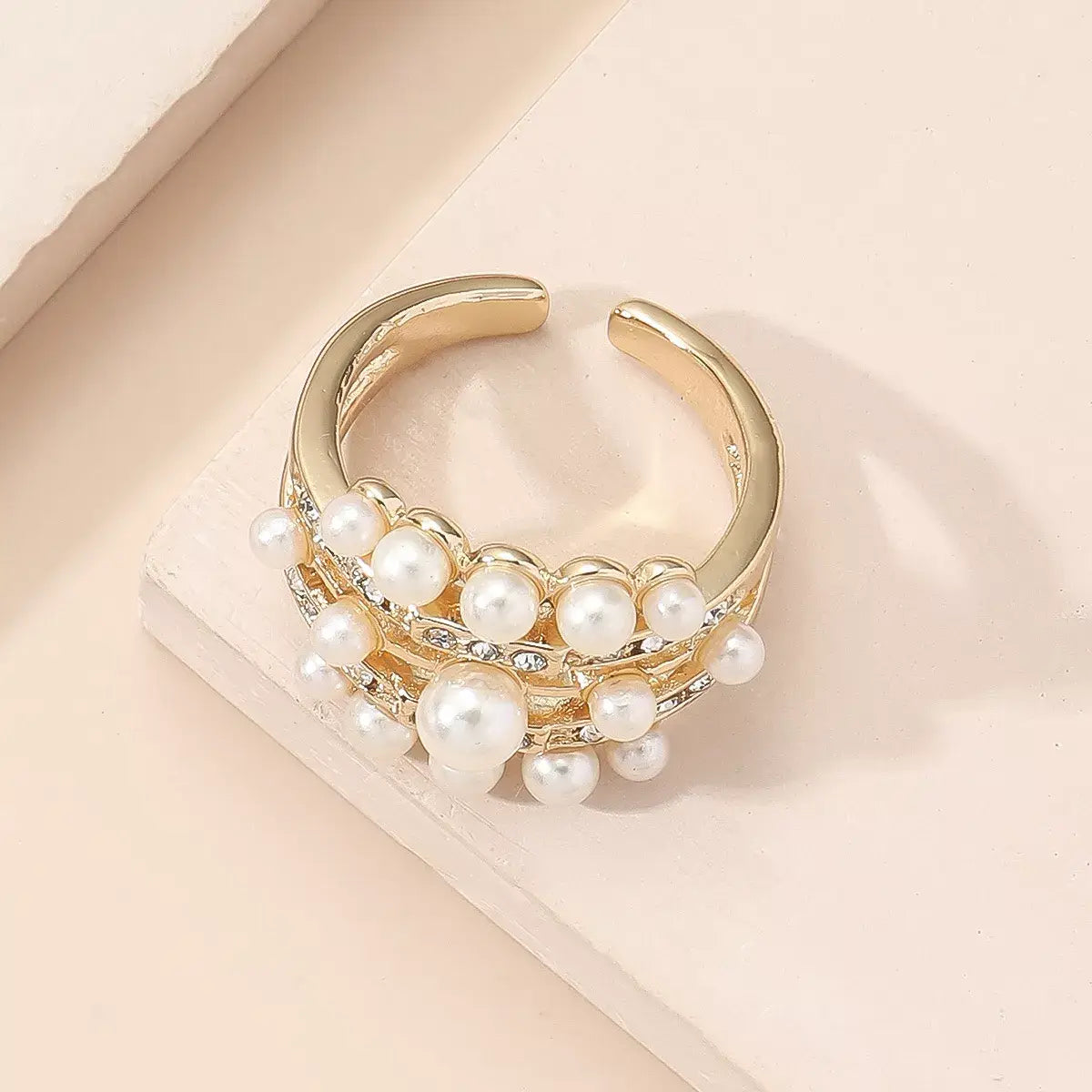 Pearl 18K Gold-Plated Open Ring - Trendsi - Flyclothing LLC