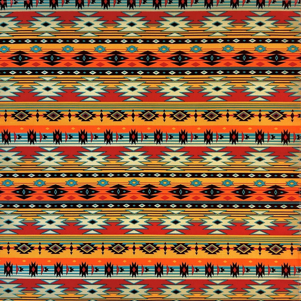 Rockmount Ranch Ware Native Print Western Cotton Bandana in Orange & Turquoise - Rockmount Clothing - Flyclothing LLC