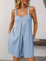 Mandy Sweetheart Neck Wide Strap Romper with Pockets - Trendsi - Flyclothing LLC