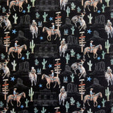 Rockmount Ranch Ware Cowboy Riders & Cactus Western Cotton Bandana in Black - Rockmount Clothing - Flyclothing LLC