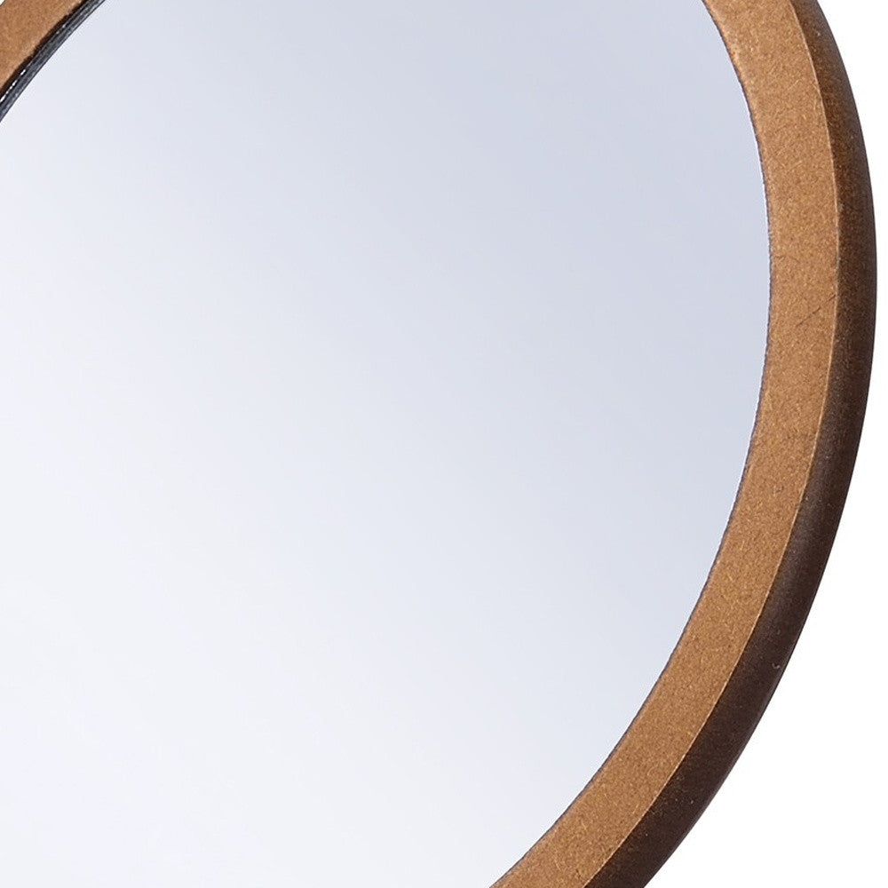 10" Brown Round Framed Makeup Shaving Tabletop Mirror - Homeroots - Flyclothing LLC