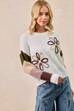 BiBi Flower Color Block Sweater - Trendsi - Flyclothing LLC