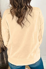 Exposed Seam Round Neck Long Sleeve Sweatshirt - Trendsi - Flyclothing LLC
