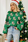 Reindeer Round Neck Drop Shoulder Sweater - Trendsi - Flyclothing LLC