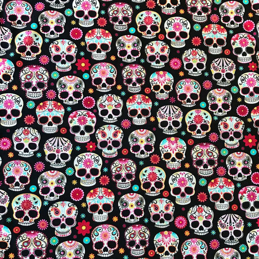 Rockmount Ranch Ware Sugar Skulls Western Cotton Bandana in Black & Pink - Rockmount Clothing - Flyclothing LLC