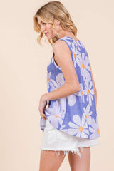 BOMBOM Floral Round Neck Tank - Trendsi - Flyclothing LLC