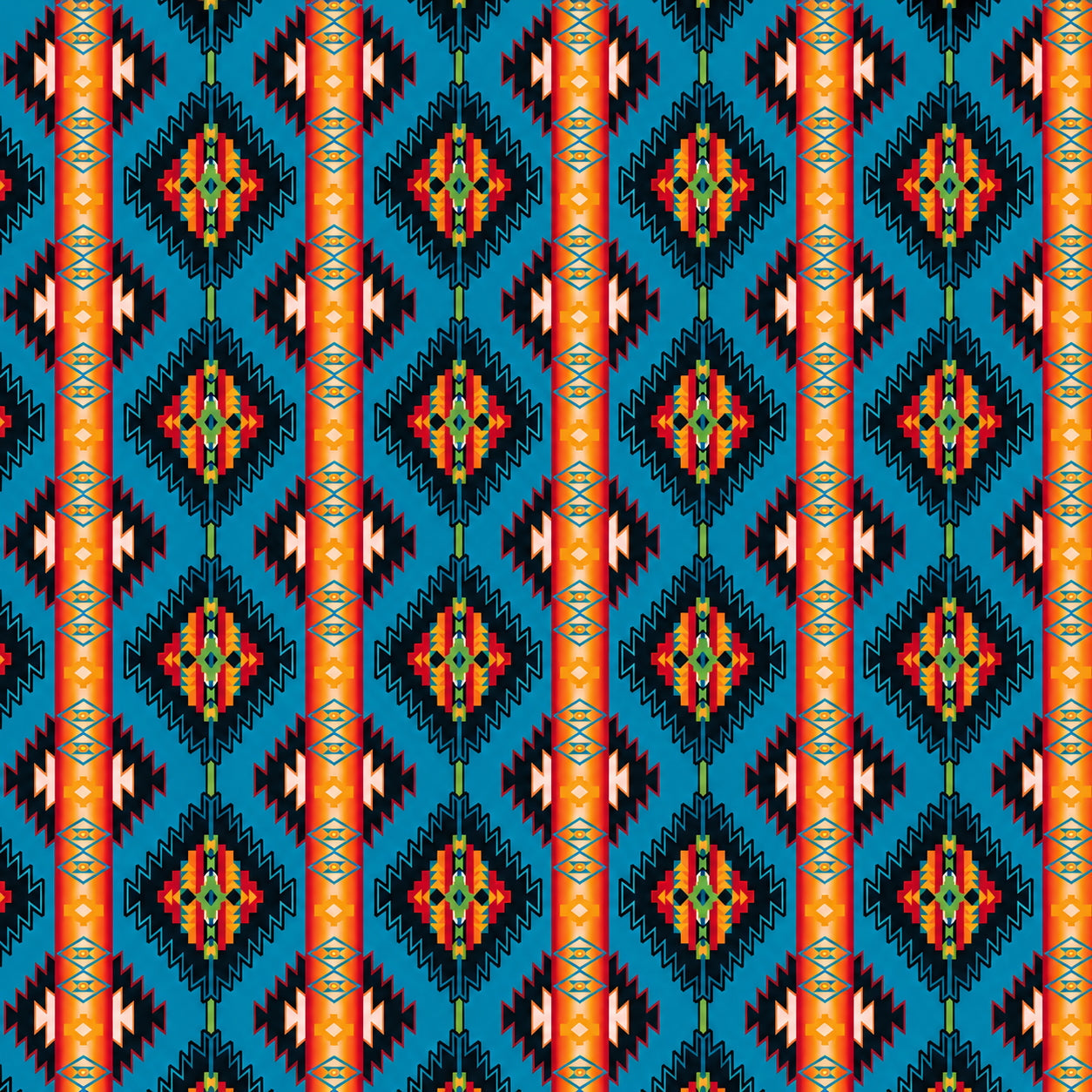 Rockmount Ranch Wear Native American Inspired Print Cotton Bandana in Turquoise - Rockmount Clothing - Flyclothing LLC