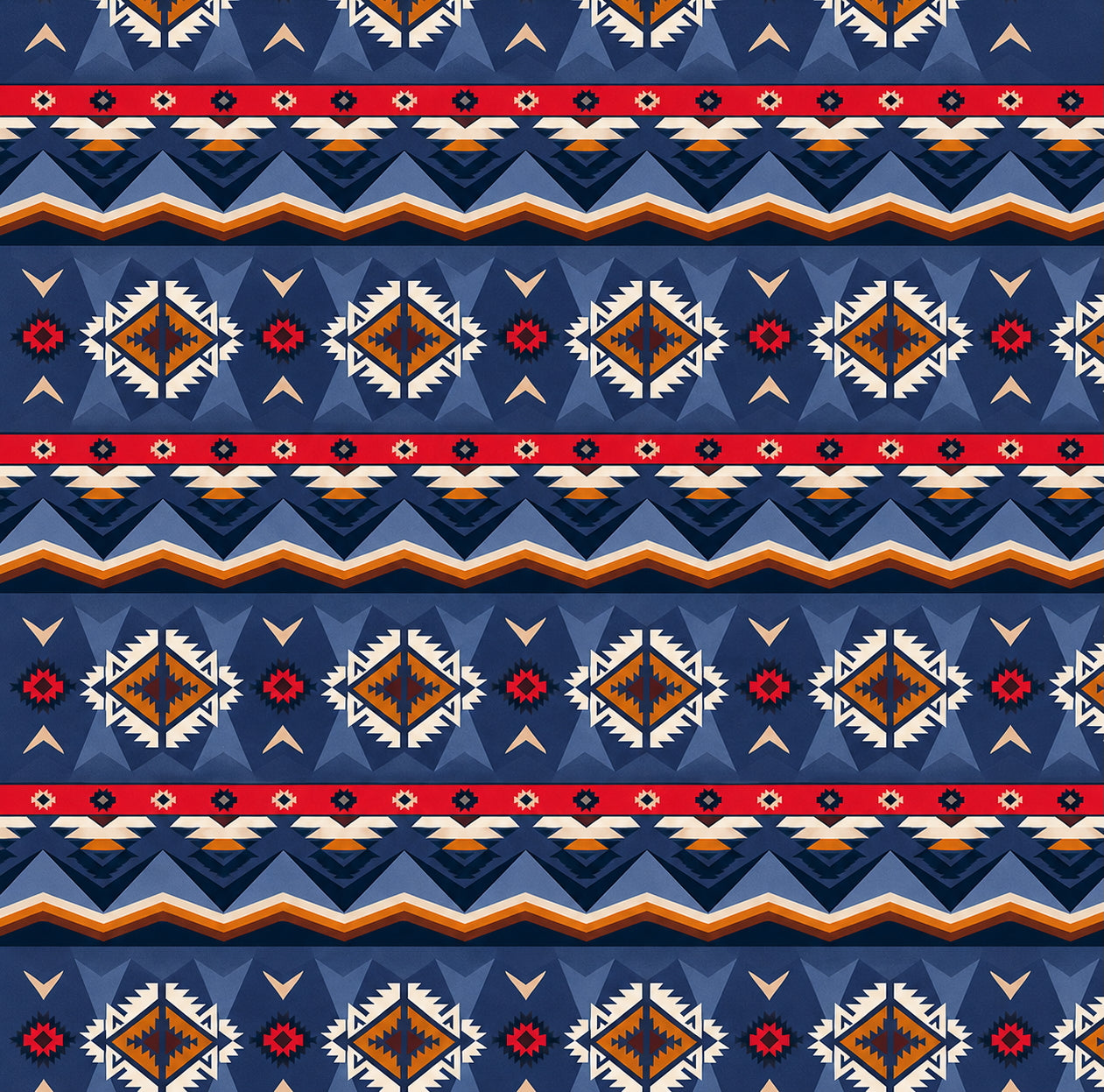 Rockmount Ranch Wear Native American Inspired Print Cotton Bandana in Grey and Rust, 22", Made in USA - Rockmount Clothing - Flyclothing LLC