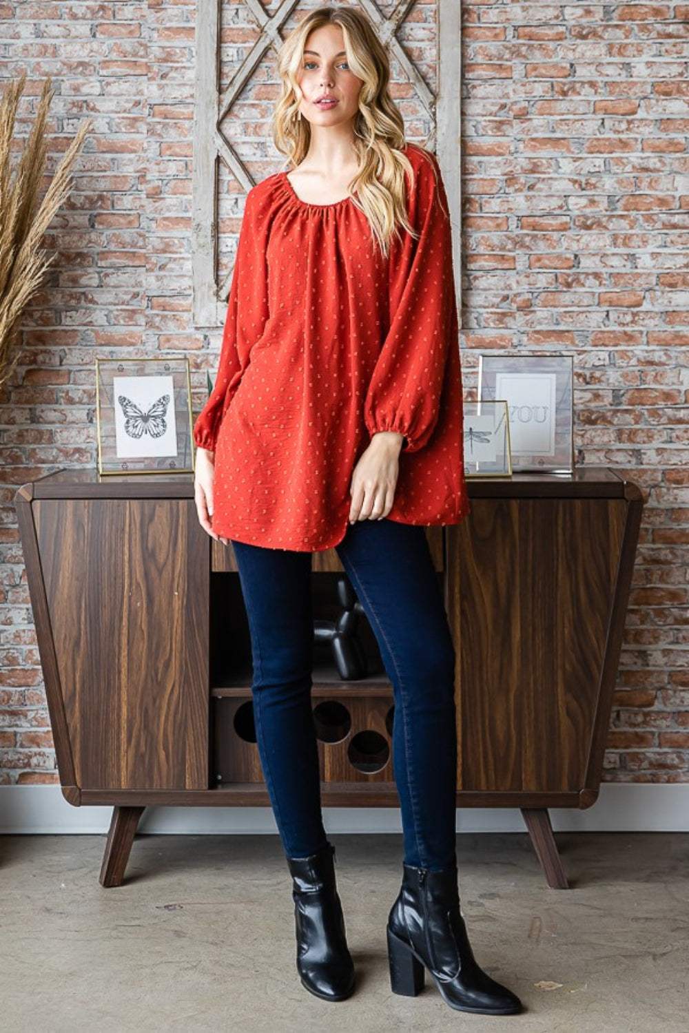 Heimish Full Size Swiss Dot Off Shoulder Top - Trendsi - Flyclothing LLC