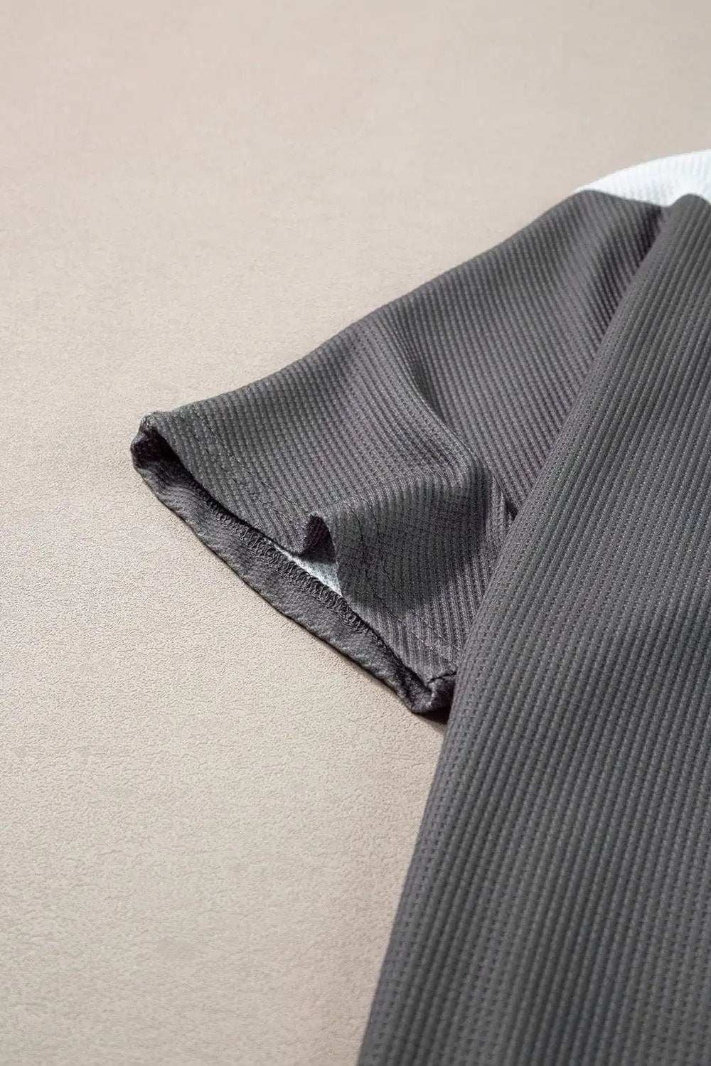 Color Block Round Neck Half Sleeve Top - Trendsi - Flyclothing LLC