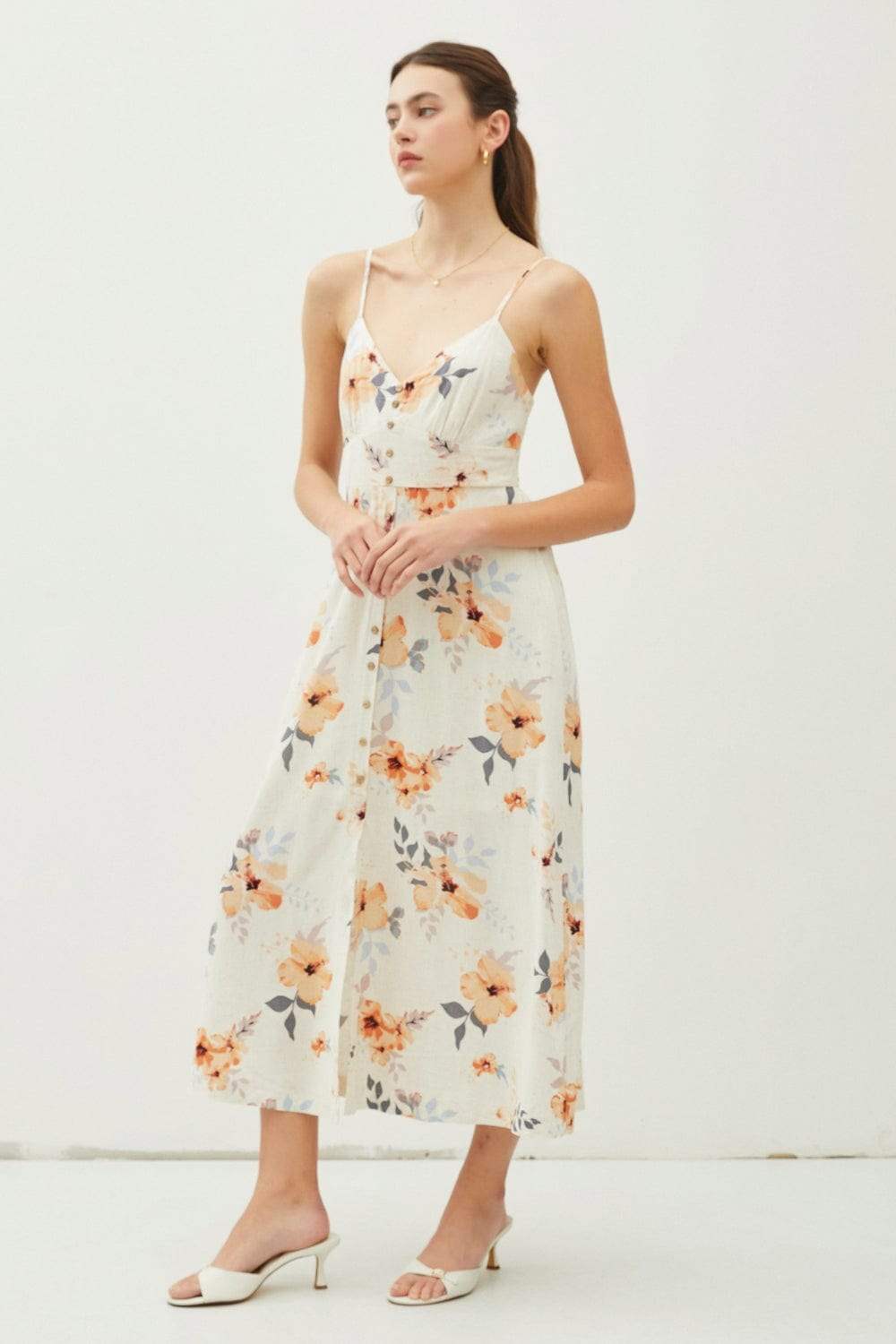 Be Cool Floral Button Down Cami Midi Dress - Trendsi - Flyclothing LLC
