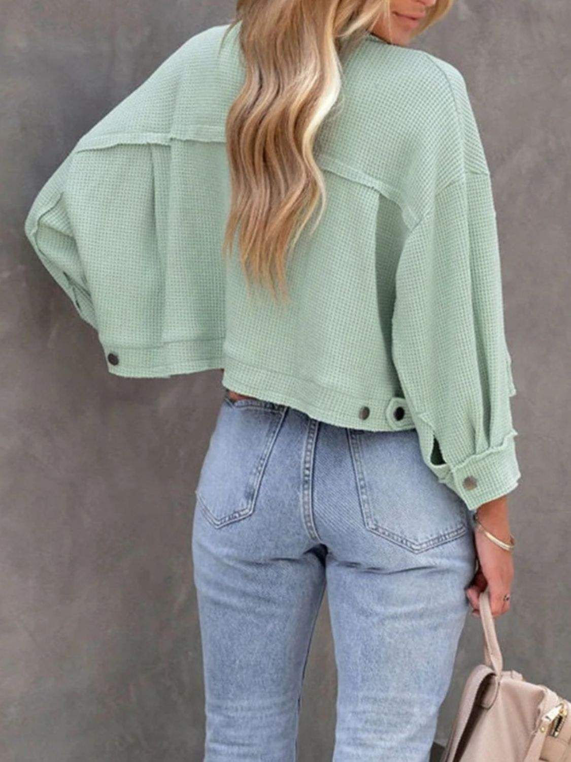 Button Up Long Sleeve Jacket - Trendsi - Flyclothing LLC