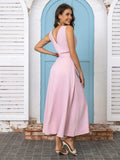 Full Size Slit V-Neck Sleeveless Midi Dress - Trendsi - Flyclothing LLC