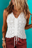 Hollowed Knit V Neck Drawstring Sweater Vest - Trendsi