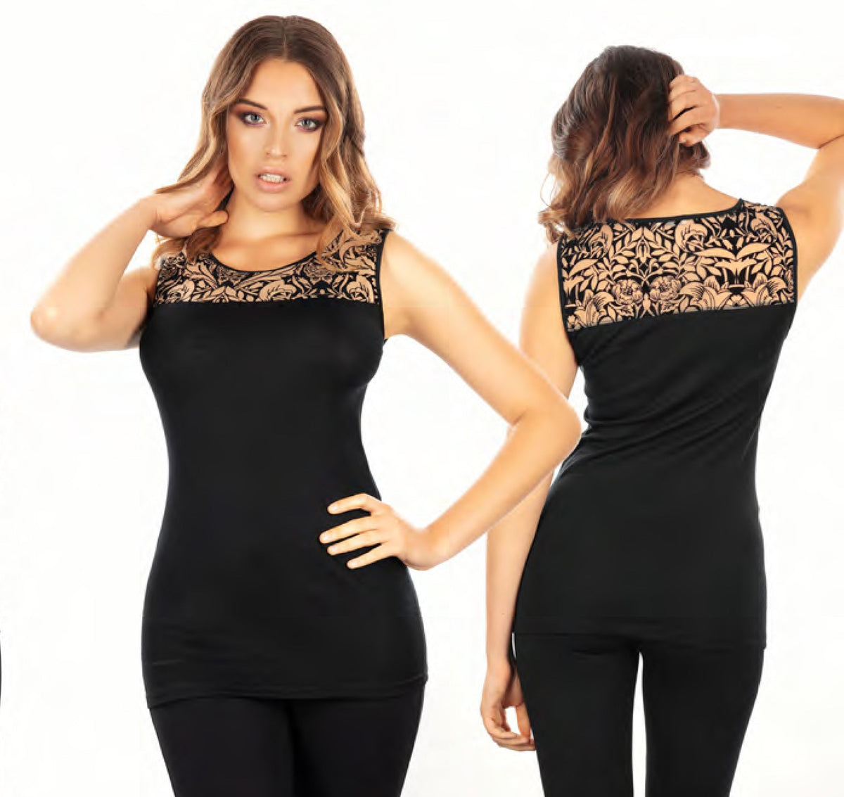 EGI Exclusive Merino Wool Blend Tank Top with Tulle. Proudly Made in Italy (4229) - tittimitti - Flyclothing LLC