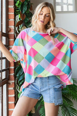 HOPELY Color Block Waffle Oversized T-Shirt - Trendsi