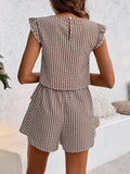Printed Round Neck Top and Layered Shorts Set - Trendsi