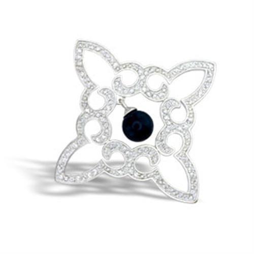 Alamode Jewelry 42304 High Polished 925 Sterling Silver Pendant with Semi Precious Onyx in Jet