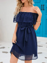 Off Should Short Sleeve Mini Dress - Trendsi - Flyclothing LLC