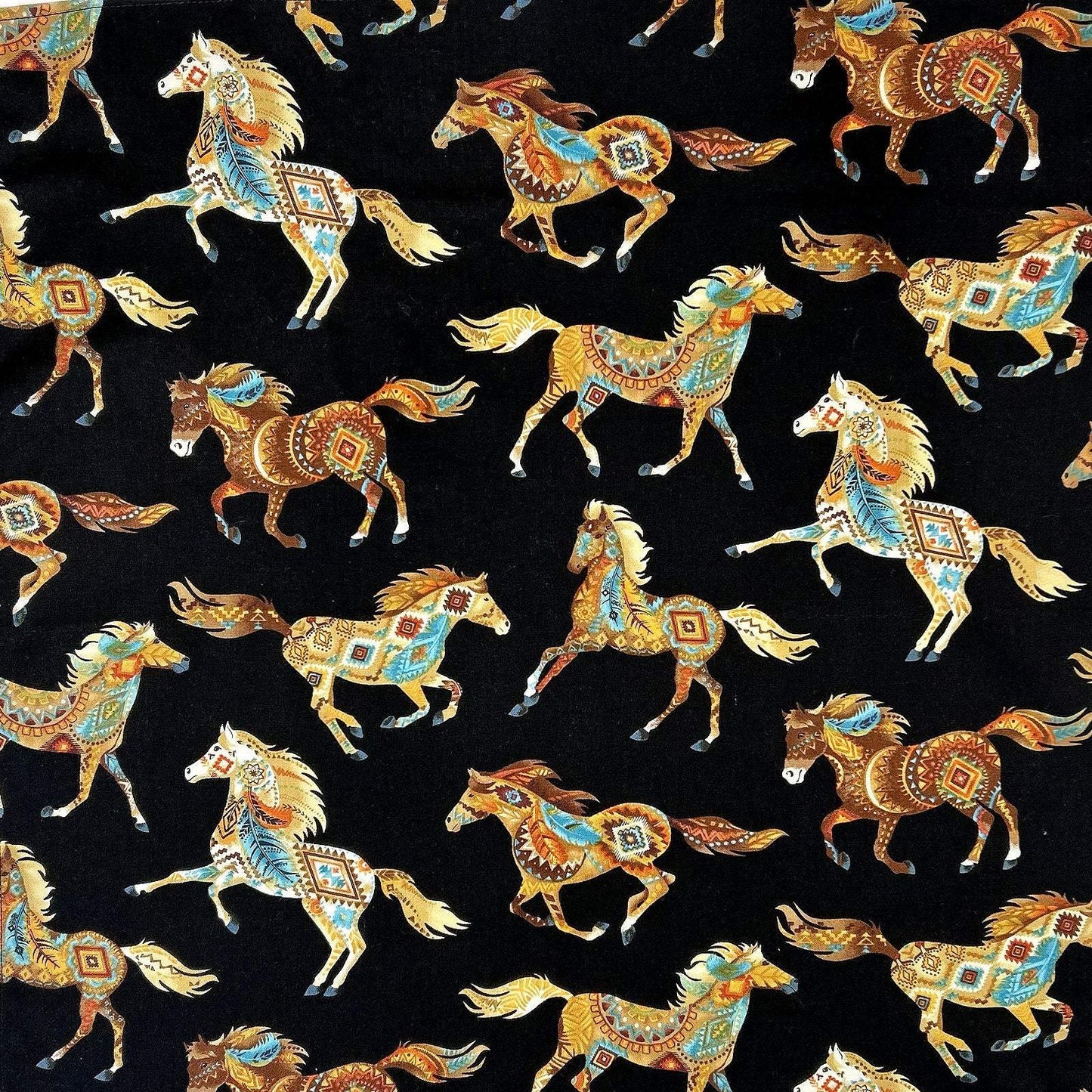 Rockmount Ranch Ware Black Painted Horses Western Cotton Bandana - Rockmount Clothing - Flyclothing LLC