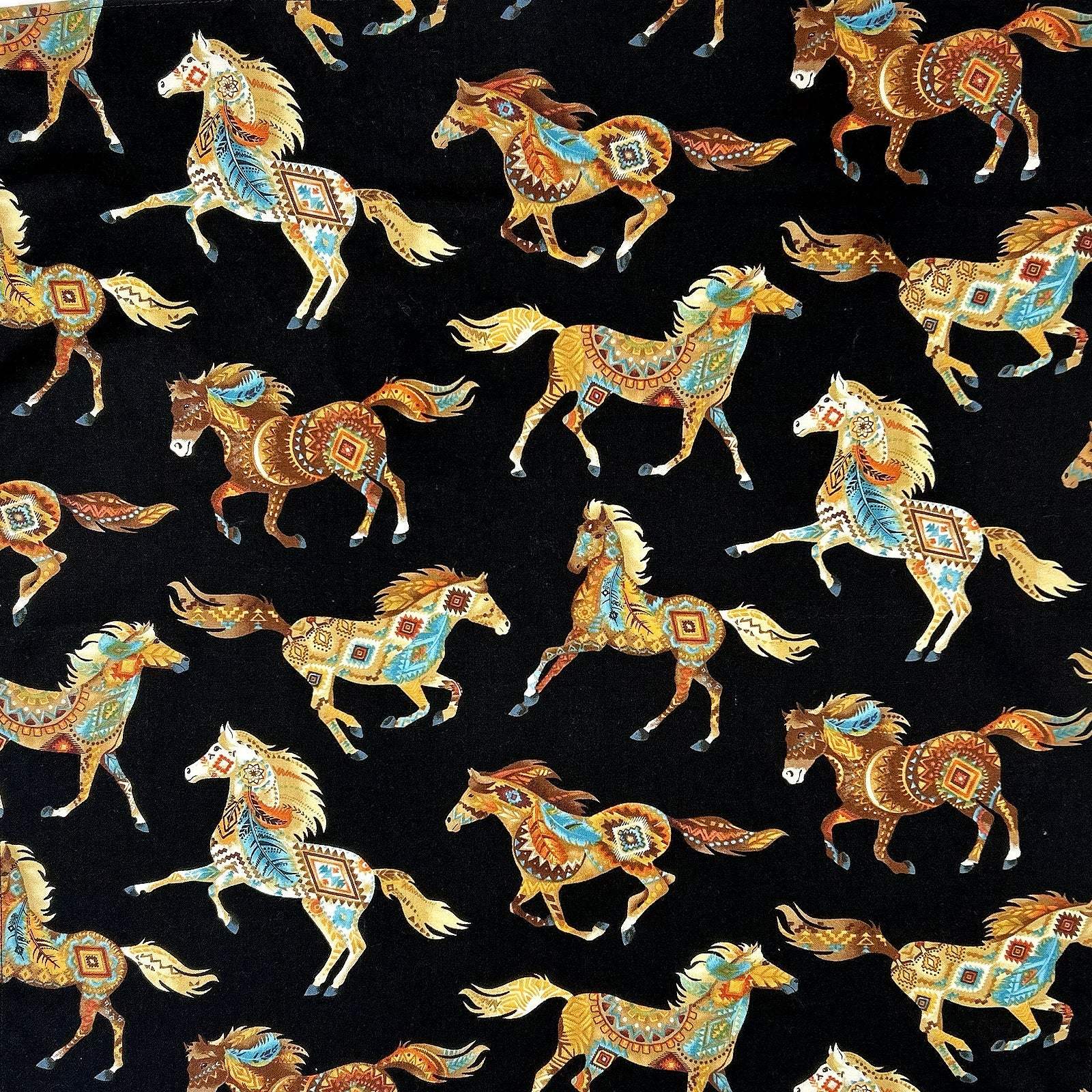 Rockmount Ranch Ware Black Painted Horses Western Cotton Bandana - Rockmount Clothing - Flyclothing LLC