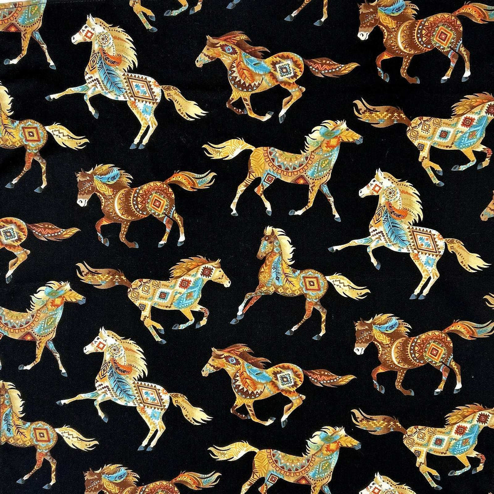 Rockmount Ranch Ware Black Painted Horses Western Cotton Bandana - Rockmount Clothing - Flyclothing LLC