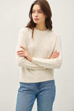 Be Cool Heathered Round Neck Long Sleeve Sweater - Trendsi - Flyclothing LLC