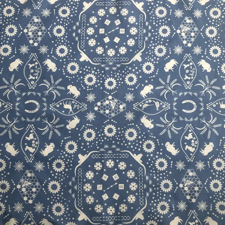 Rockmount Ranch Ware Bison Print Western Cotton Bandana in Blue - Rockmount Clothing - Flyclothing LLC