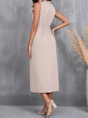 Ruched Sleeveless Midi Dress - Trendsi