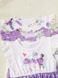 3-Piece Children's Printed Ruffle Sleeve Baby Dress - Trendsi - Flyclothing LLC