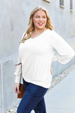 Basic Bae Full Size V-Neck Lantern Sleeve Top - Trendsi - Flyclothing LLC