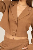 HYFVE Cropped Button-Down Blazer - Trendsi