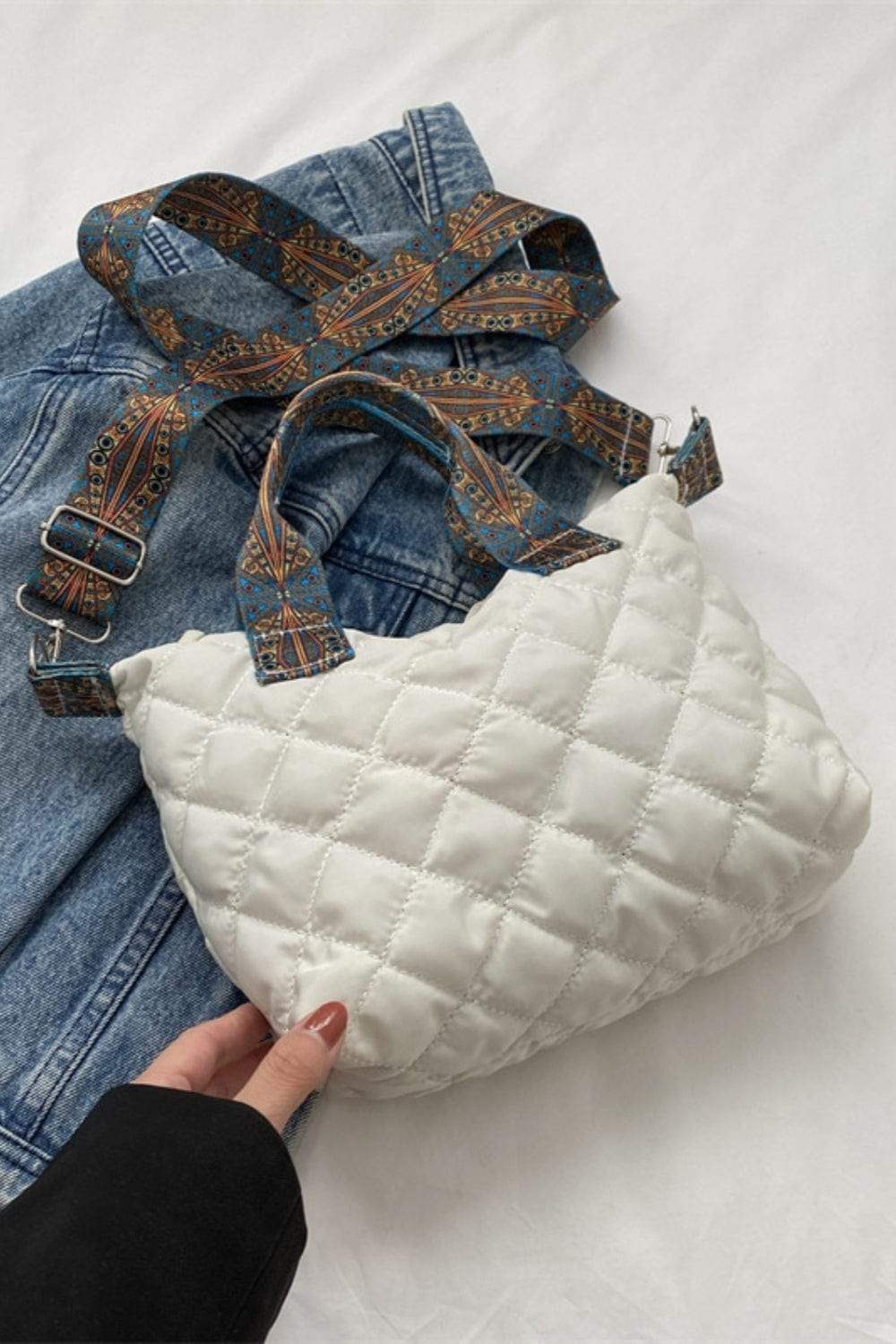 Bubble Textured Printed Strap Handbag - Trendsi - Flyclothing LLC