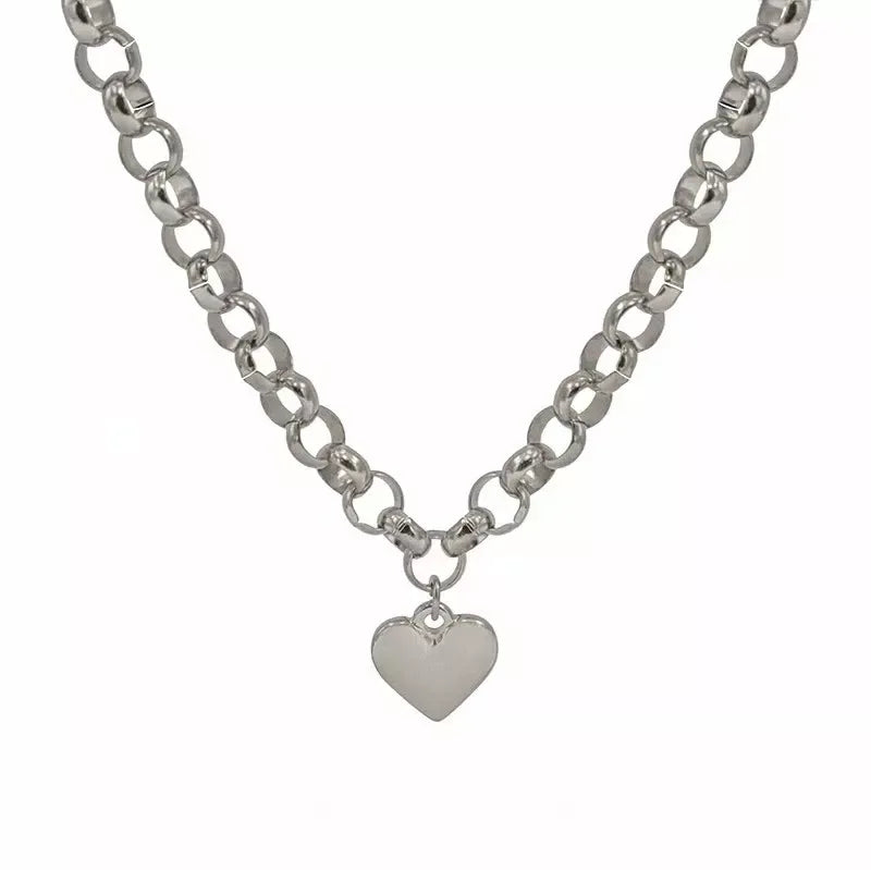 Heart Pendant Toggle Clasp Chain Necklace - Trendsi - Flyclothing LLC