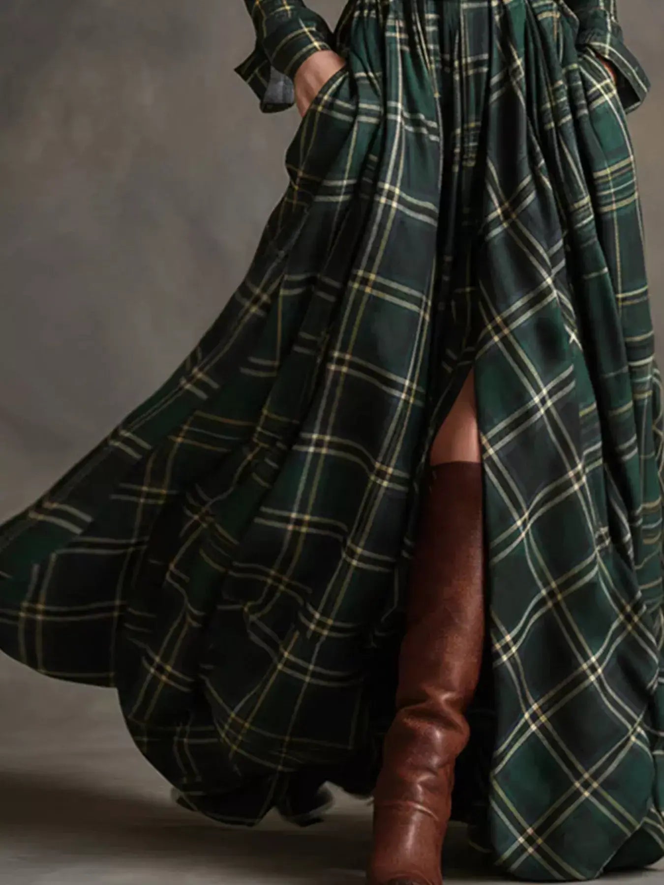 Plaid Button Front Maxi Shirt Dress - Trendsi - Flyclothing LLC