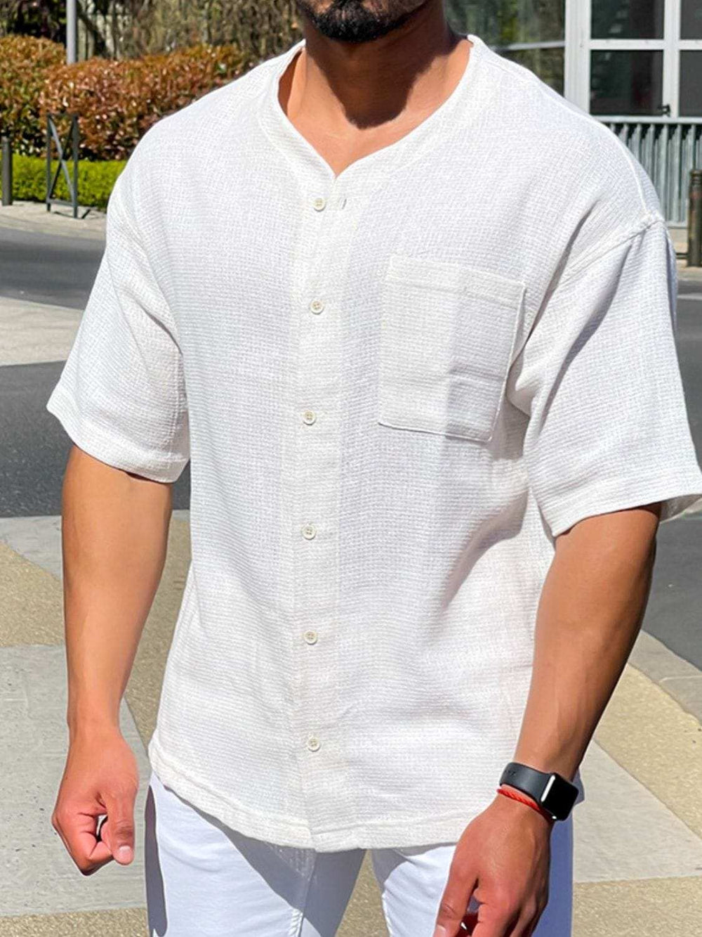 Men's Plus Size Chest Pocket Button Down Shirt - Trendsi - Flyclothing LLC