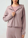 Zip Up Dropped Shouder Active Hooded - Trendsi - Flyclothing LLC