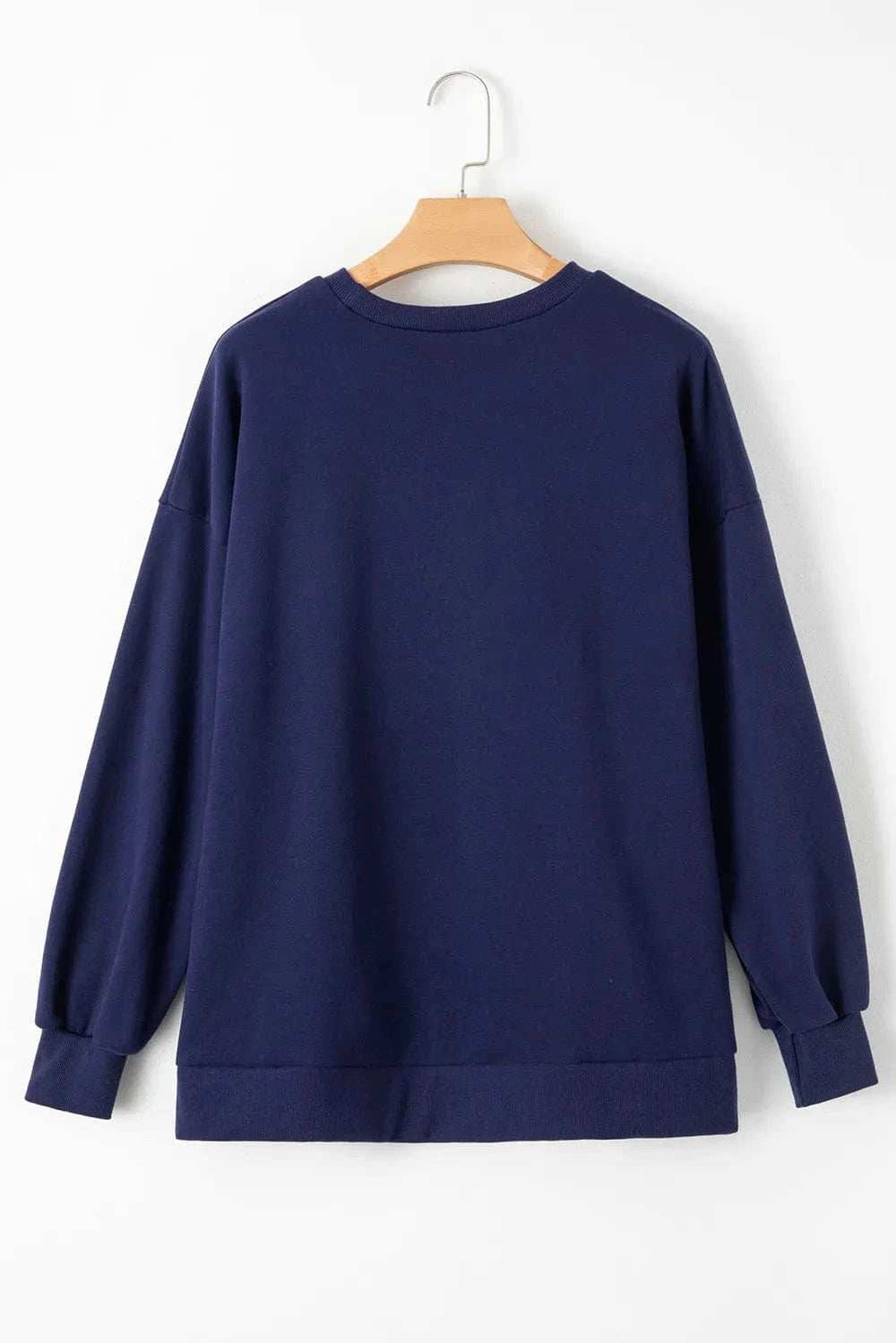 Round Neck Long Sleeve Sweatshirt - Trendsi - Flyclothing LLC